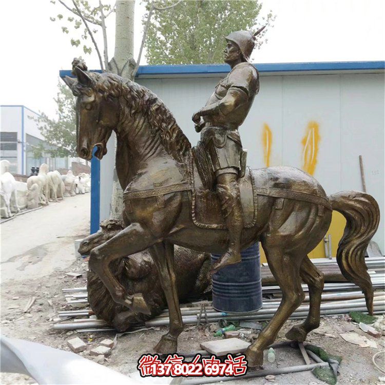 古典博鱼平台西方人物骑马户外园林景观装饰铜雕