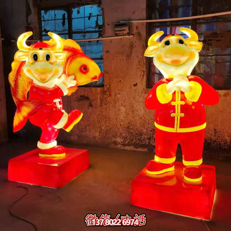 华尔街牛只有卡通创意的街道摆放