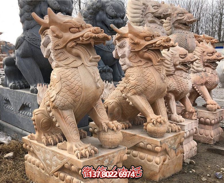 红石麒麟雕——守护你的家园