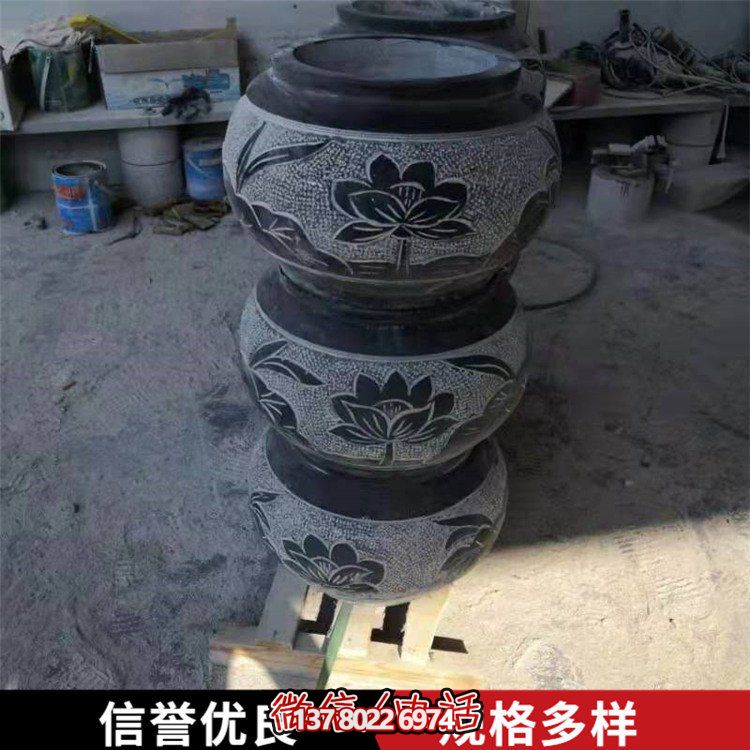 青石石雕庭院大理石花盆博鱼平台
