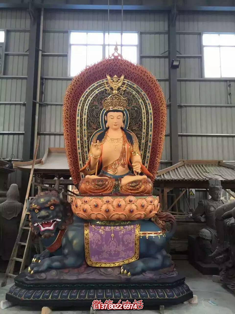 玻璃钢创意彩绘佛像三圣博鱼平台 玻璃钢创意彩绘佛像三圣博鱼平台