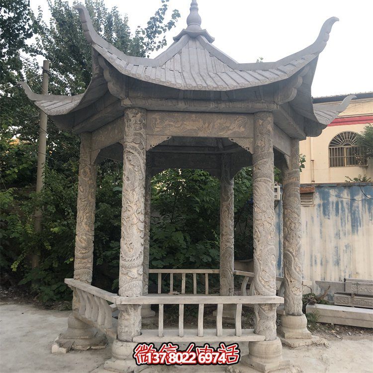 中式仿古建筑青石石亭，为您的园林户外摆放带来古典美