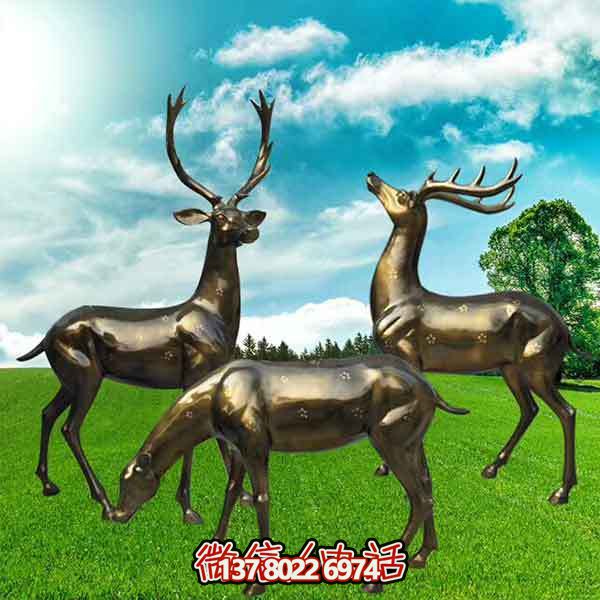 仿铜梅花鹿博鱼平台，装点玻璃钢园林