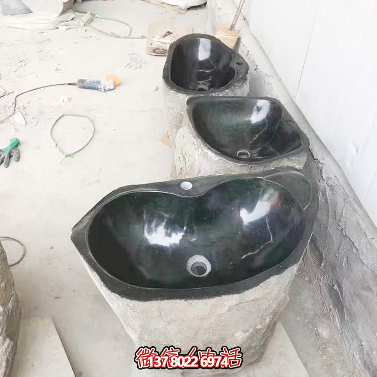 手工定制青石仿古鱼缸花盆景观石雕花雕刻盆摆件花钵博鱼平台
