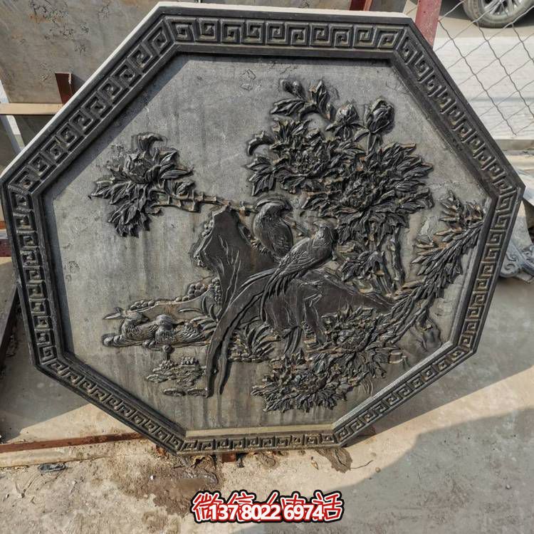 精美石雕仿古窗花镂空青石影壁墙浮雕壁画博鱼平台