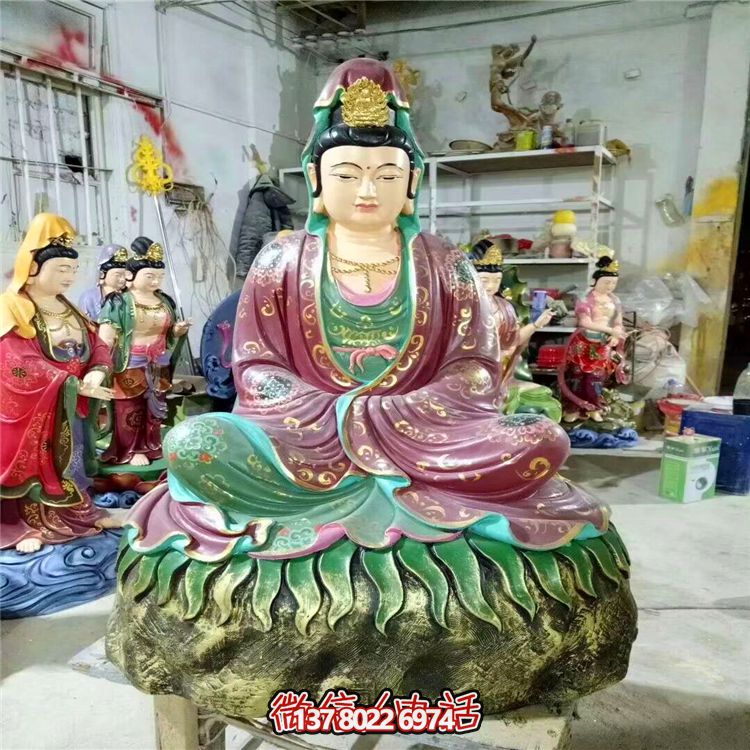 玻璃钢艺术品大型彩绘供奉佛像观音博鱼平台