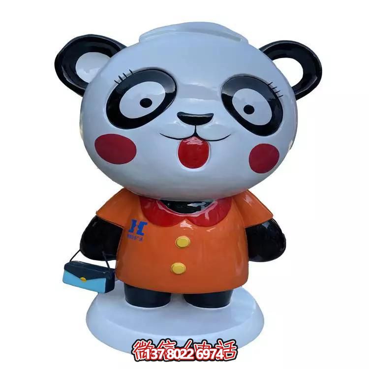 卡通熊猫博鱼平台玻璃钢为幼儿商场装饰的最佳选择