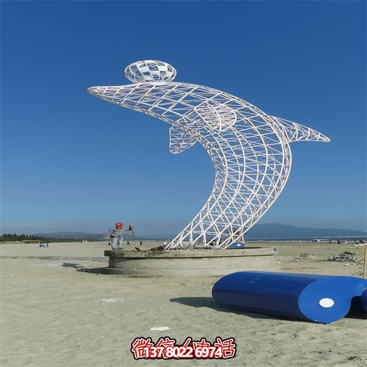不锈钢海豚镂空博鱼平台，点缀大型景观广场