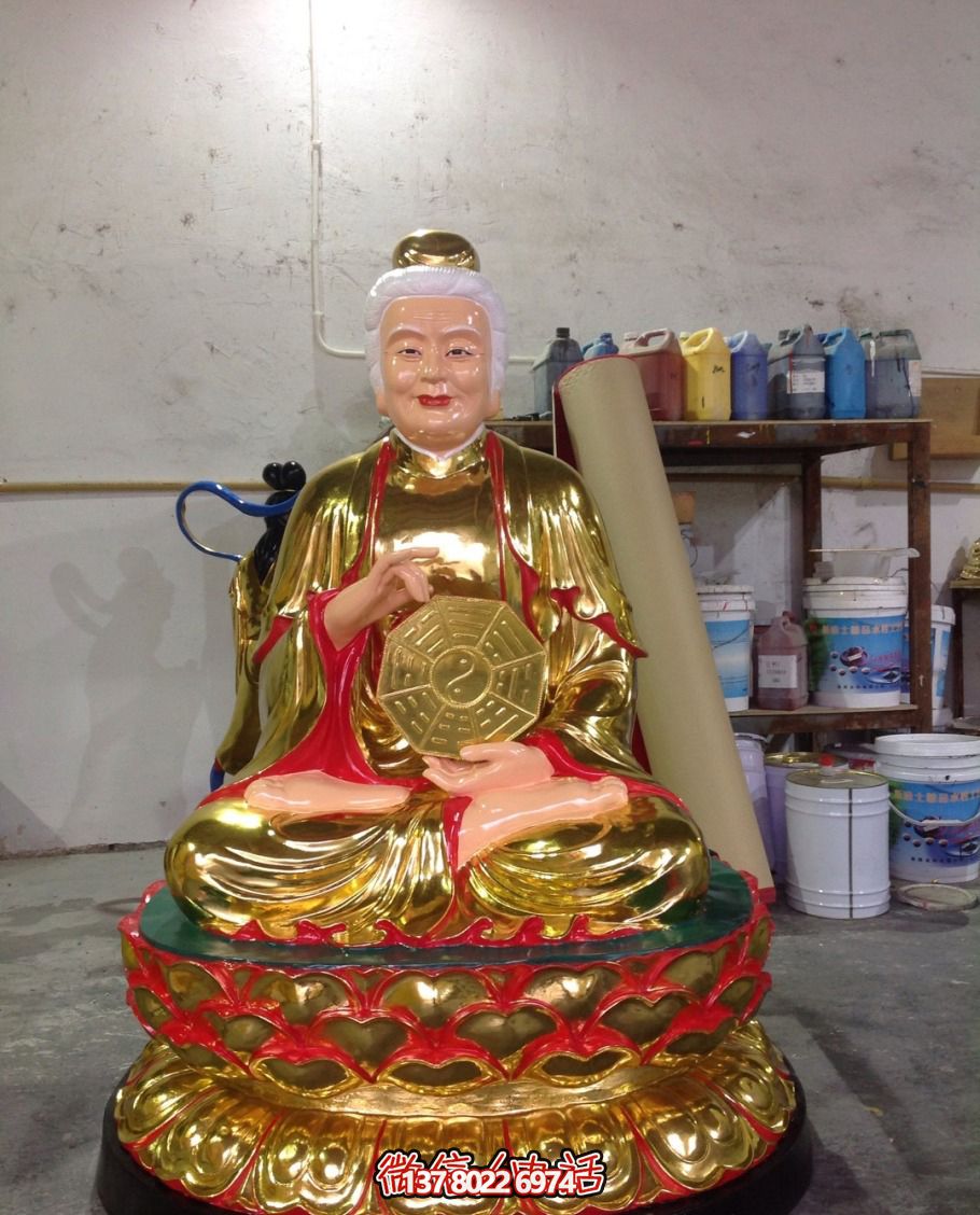 不锈钢太极老母博鱼平台喷金烤漆大型景观寺庙装饰