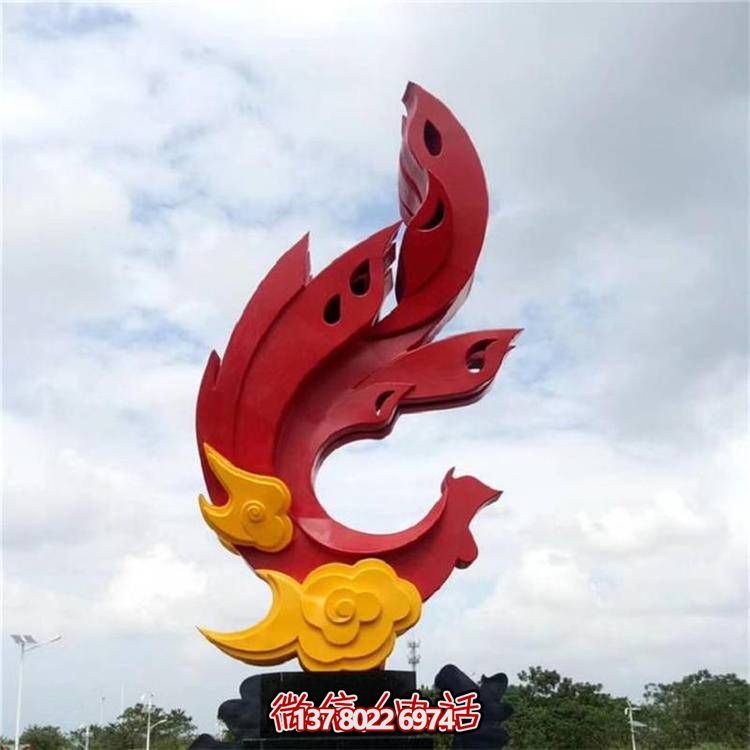 大型不锈钢凤凰博鱼平台抽象景观摆件