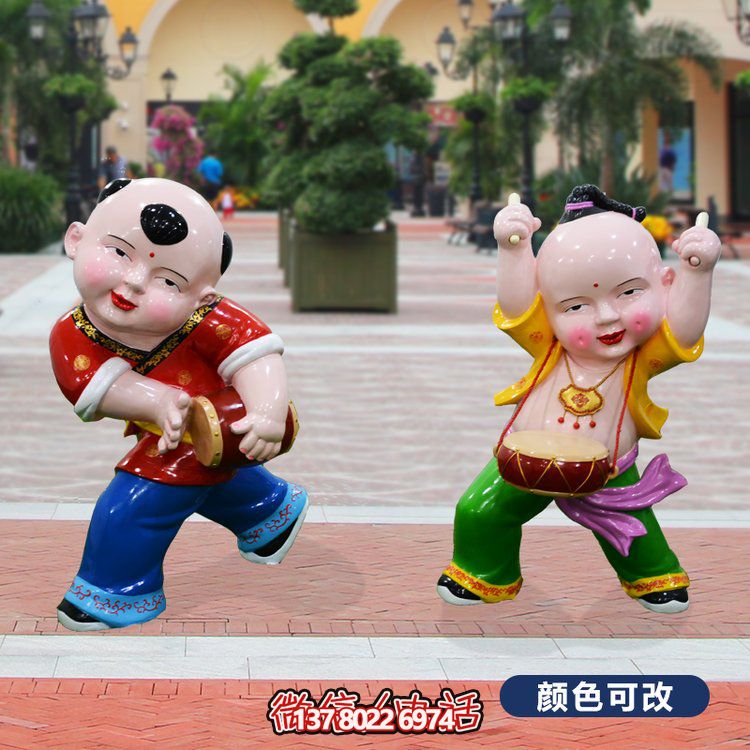 玻璃钢福娃新年主题博鱼平台，为商业街添彩