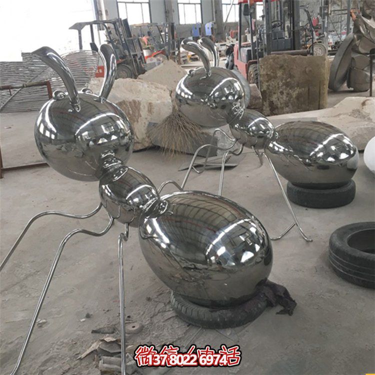 大型不锈钢镜面抽象蚂蚁博鱼平台