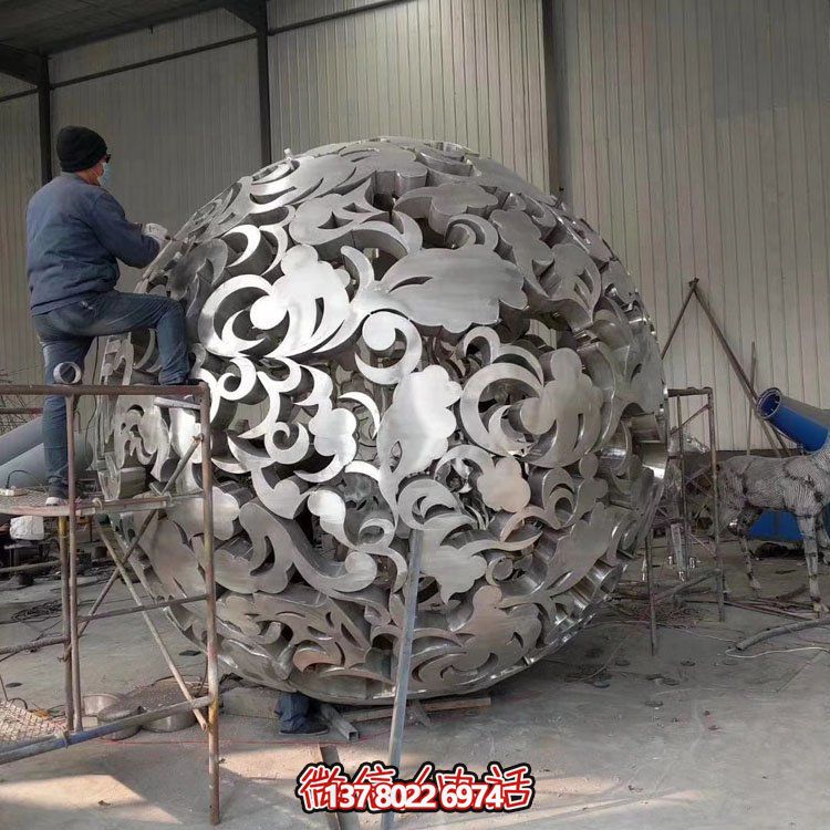 不锈钢大型户外镂空球博鱼平台