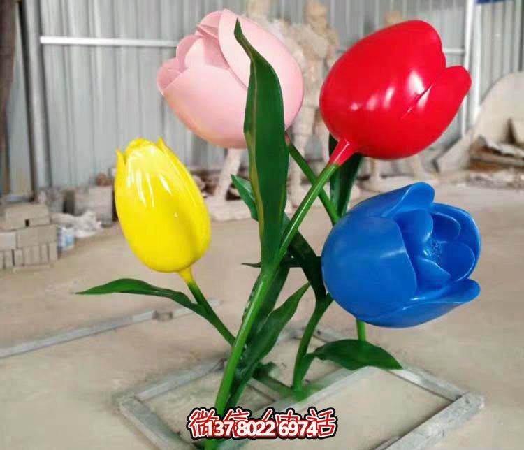 绚丽彩色不锈钢室内景区喷漆花朵博鱼平台