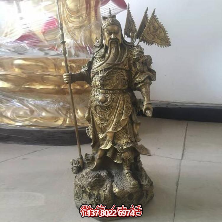 户外园林景观铜雕博鱼平台武财神关公