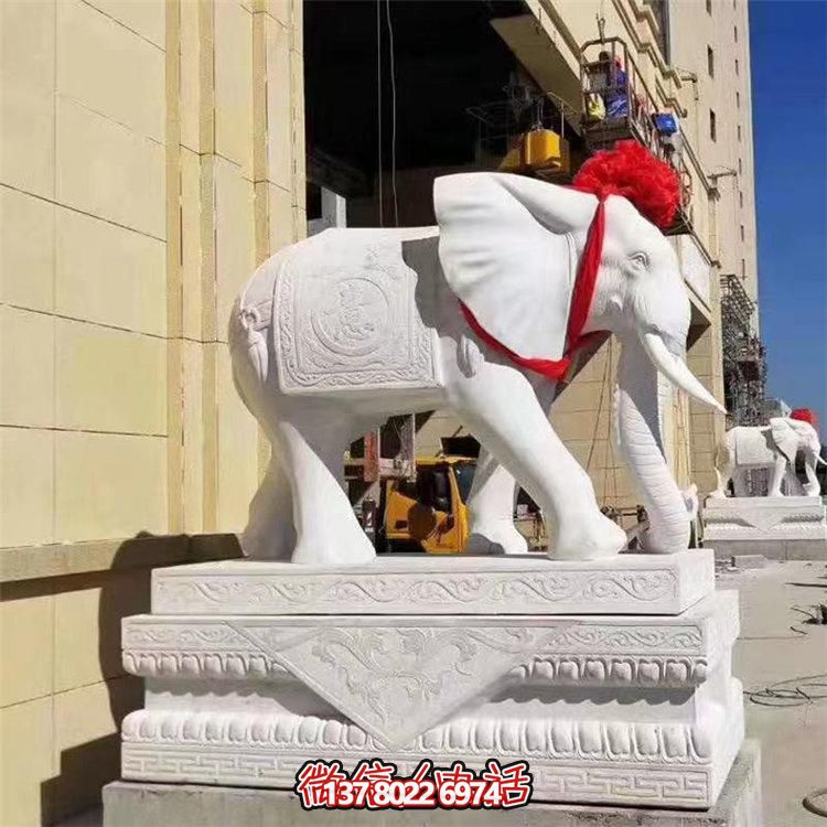 汉白玉石象博鱼平台，定制财神招风水神