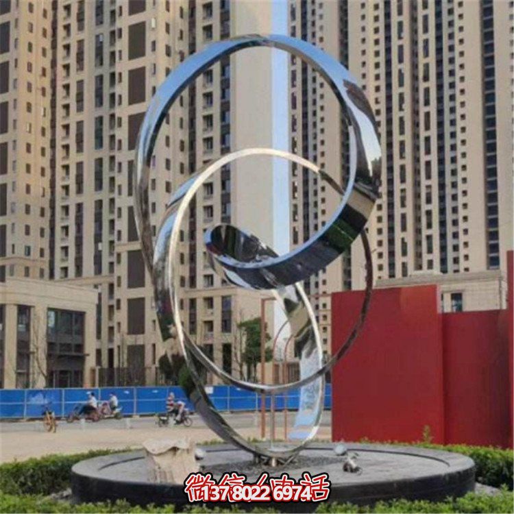 小区绿化装饰创意不锈钢圆环博鱼平台