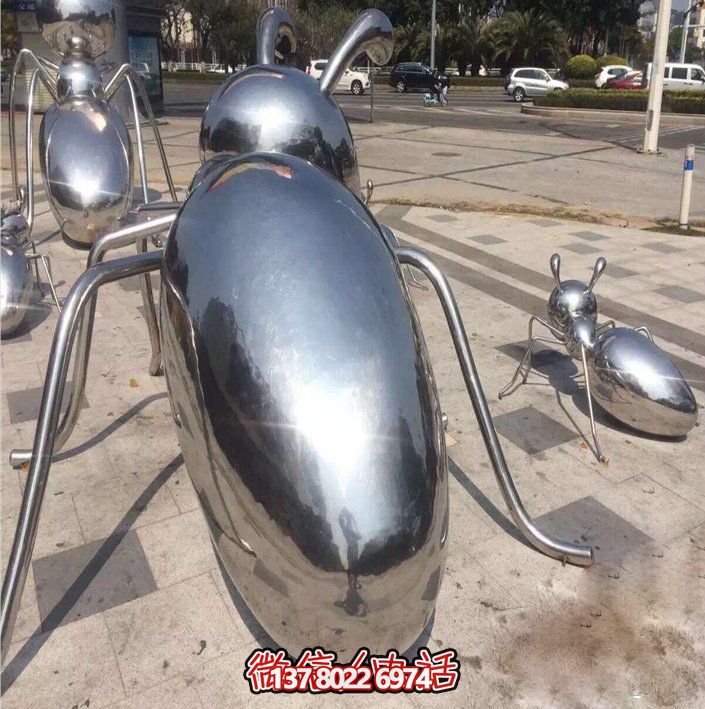 镜面不锈钢大型抽象蚂蚁博鱼平台