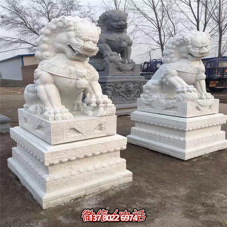 天然石材汉白玉狮子镇宅招财别墅门口博鱼平台