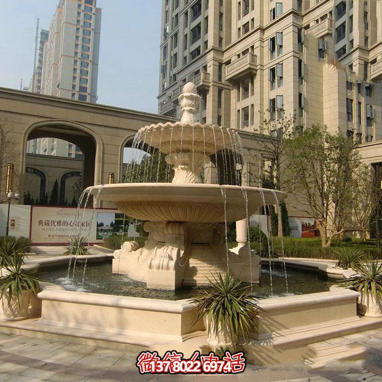 小区庭院石雕欧式喷泉博鱼平台