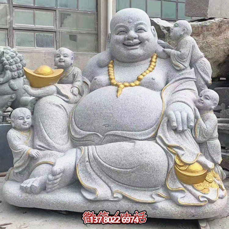 大型大理石景区寺庙弥勒佛博鱼平台摆件