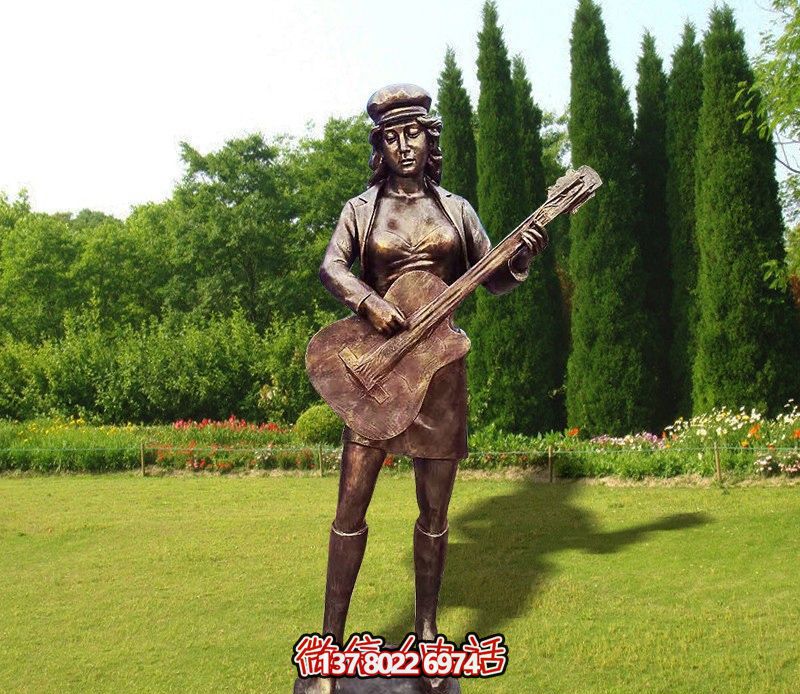 室外广场弹吉他人物铜雕弹博鱼平台