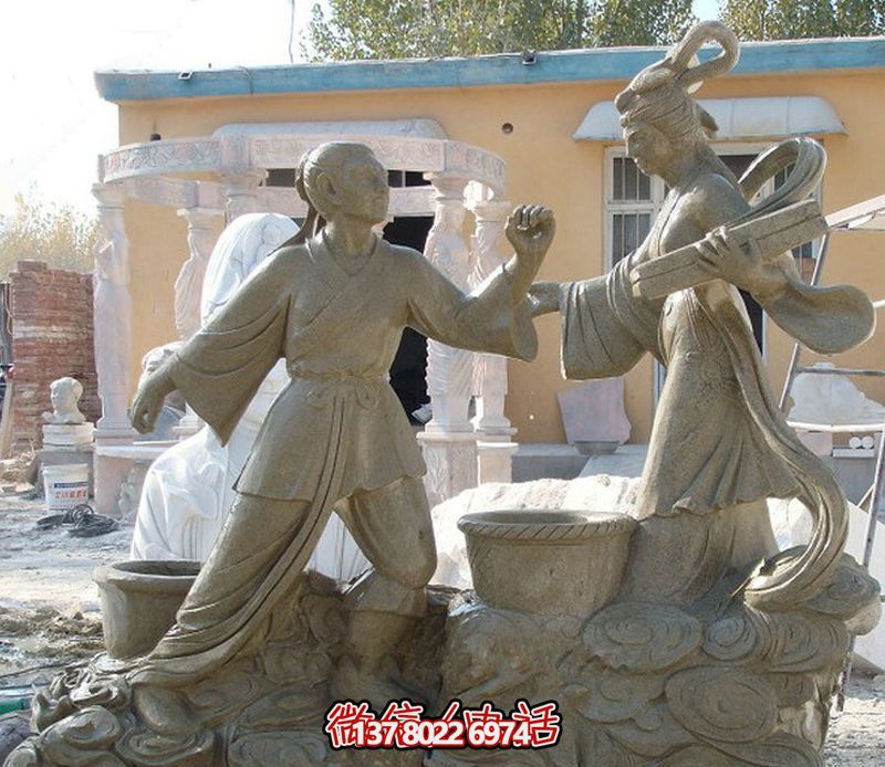 公园景观牛郎织女砂岩博鱼平台