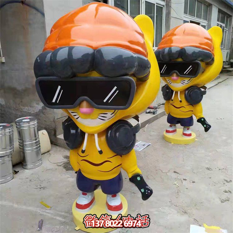 游乐园摆放卡通玻璃钢创意公仔博鱼平台