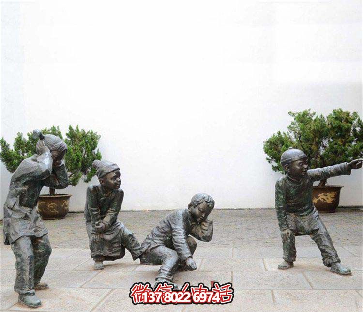 庭院放鞭炮的小孩小品铜雕儿童博鱼平台