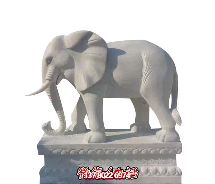 公园汉白玉石雕大象博鱼平台