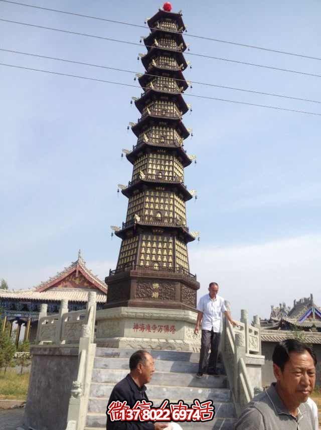 佛塔博鱼平台-铸铁千佛塔寺庙景观装饰摆件