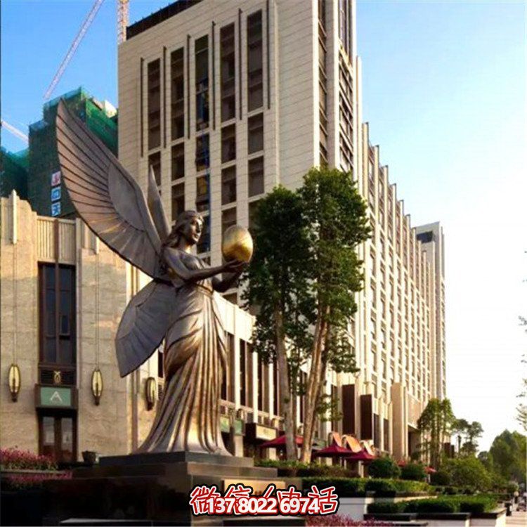 商业广场玻璃钢仿铜西方天使人物小品景观博鱼平台