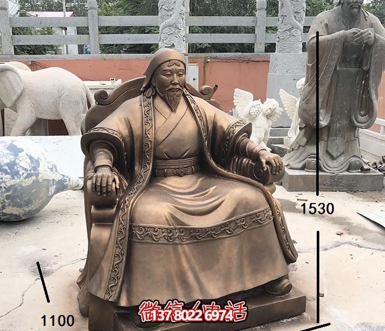 景区坐着的铜雕成吉思汗博鱼平台