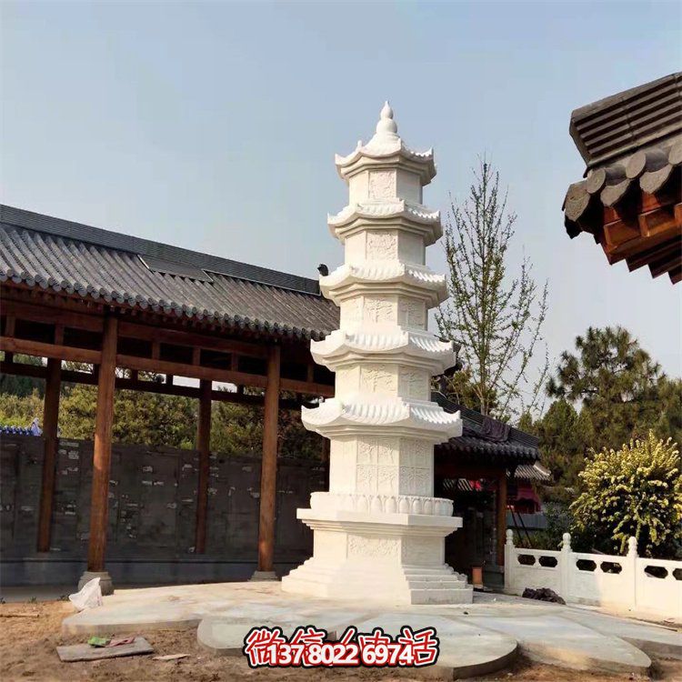 汉白玉优质石材浮雕石塔景点寺庙园林摆件博鱼平台