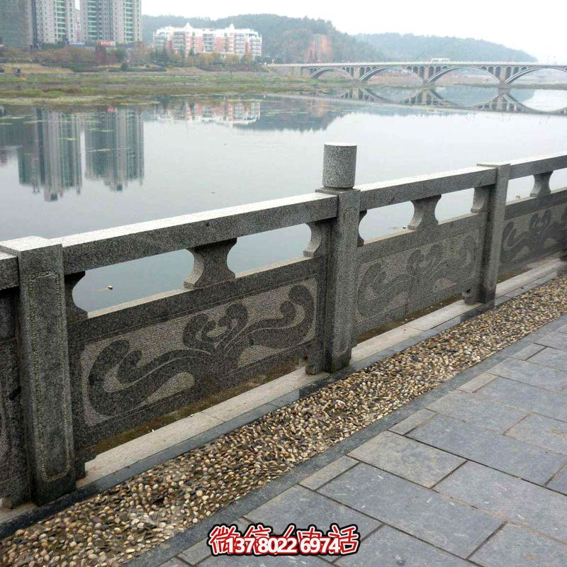 公园湖边大理石浮雕花纹栏板栏杆