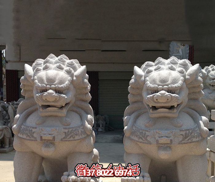 庭院寺庙创意狮子博鱼平台汉白玉石雕狮子博鱼平台