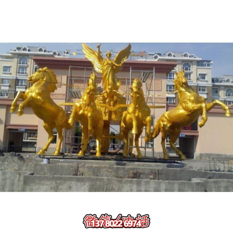 广场园林玻璃钢仿铜阿波罗战马景观博鱼平台