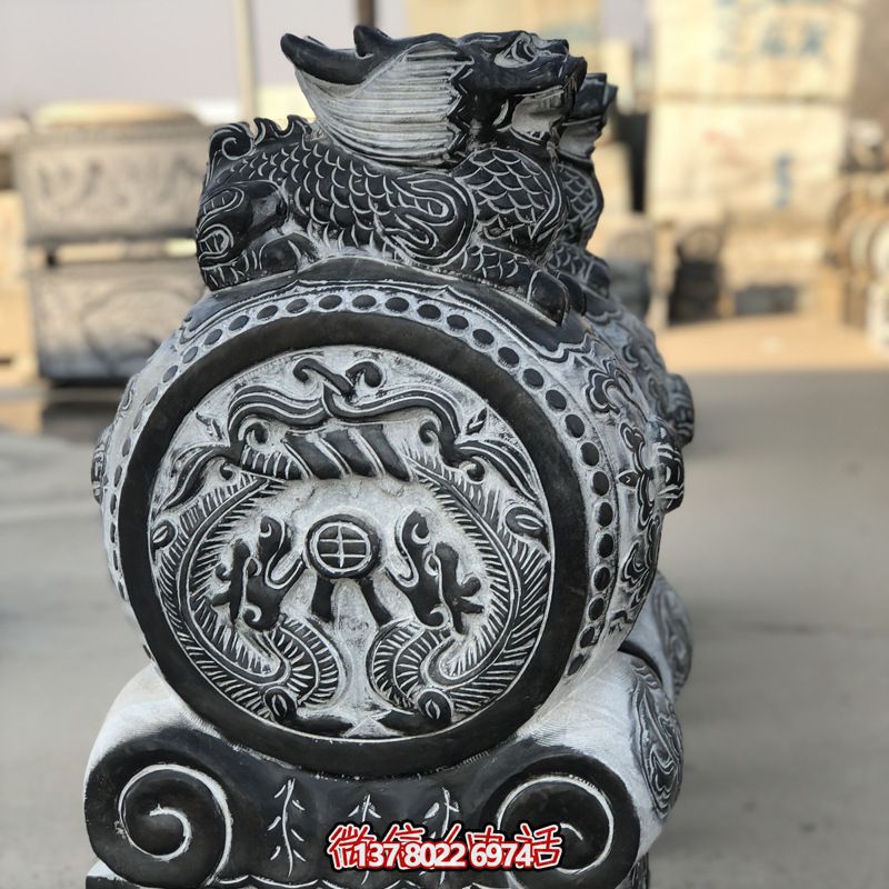 石雕门墩抱鼓石一对家用门口青石仿古做旧石鼓石墩貔貅博鱼平台