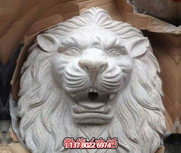 景区庭院大理石石雕凶狠的狮子头博鱼平台