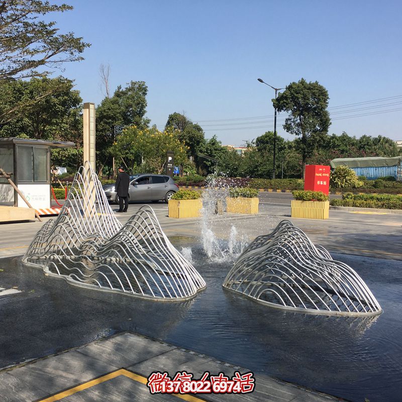 园林小区标志摆件创意水景抽象假山博鱼平台