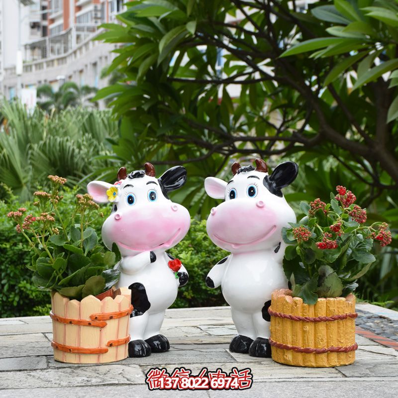 花园庭院玻璃彩绘可爱奶牛博鱼平台
