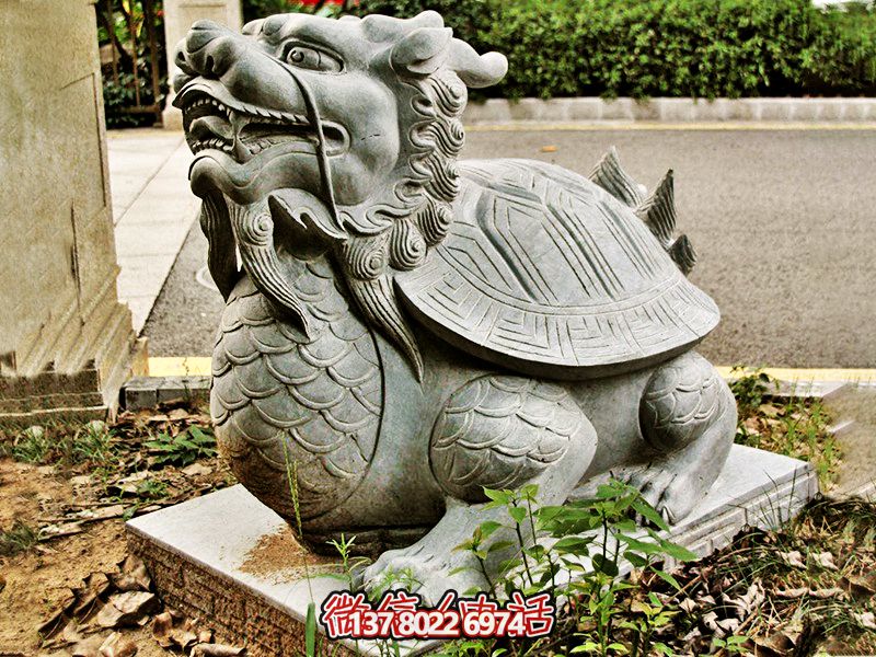 龙龟博鱼平台景区创意大理石石雕龙龟博鱼平台