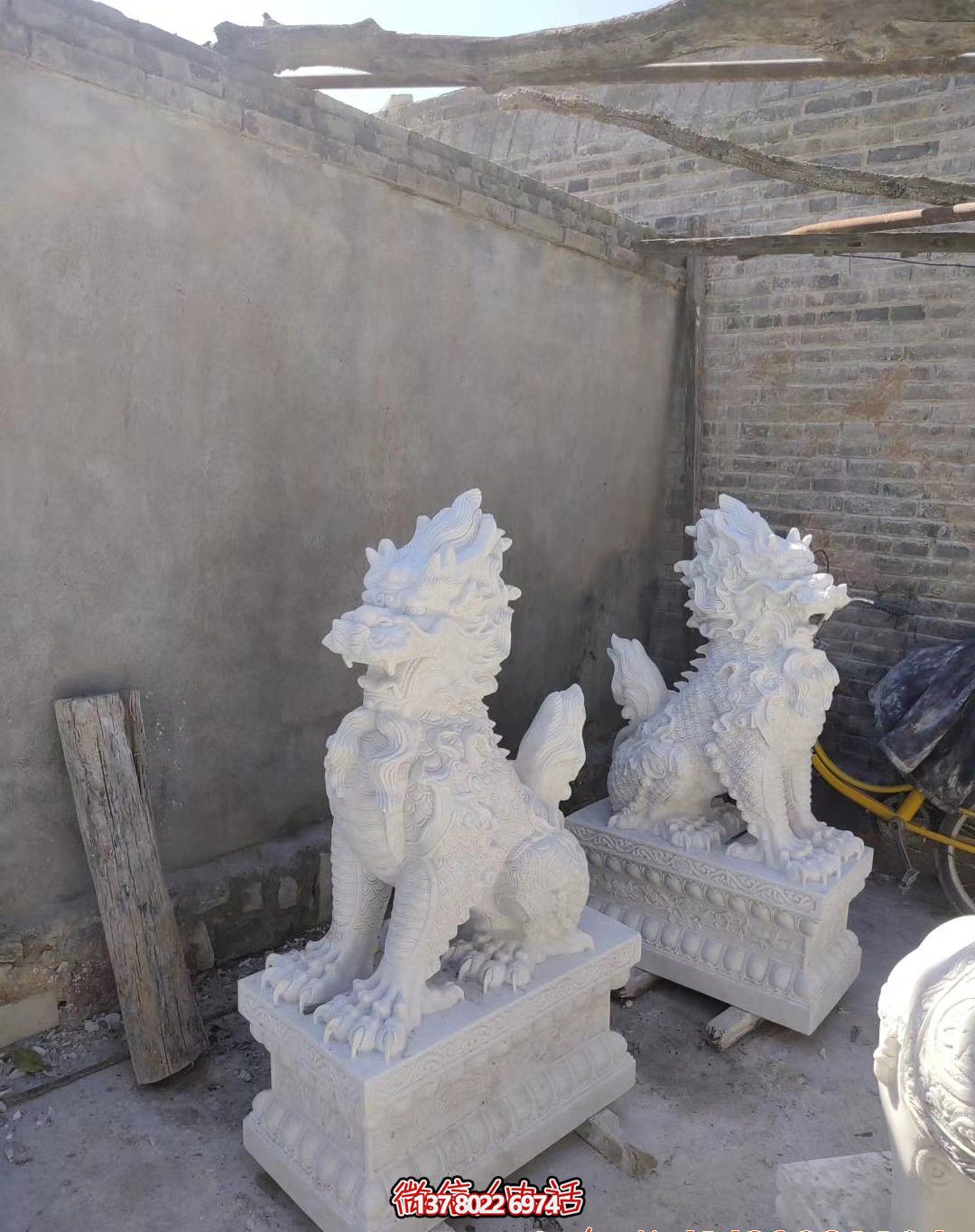 饭店门口汉白玉石雕麒麟博鱼平台