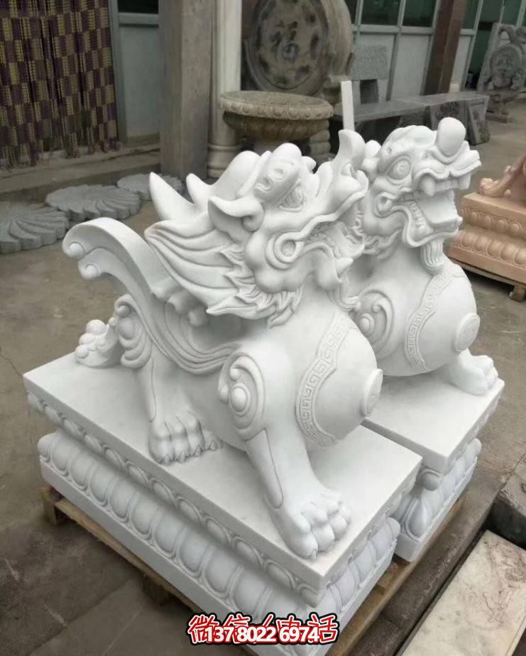 庭院别墅石雕汉白玉貔貅博鱼平台