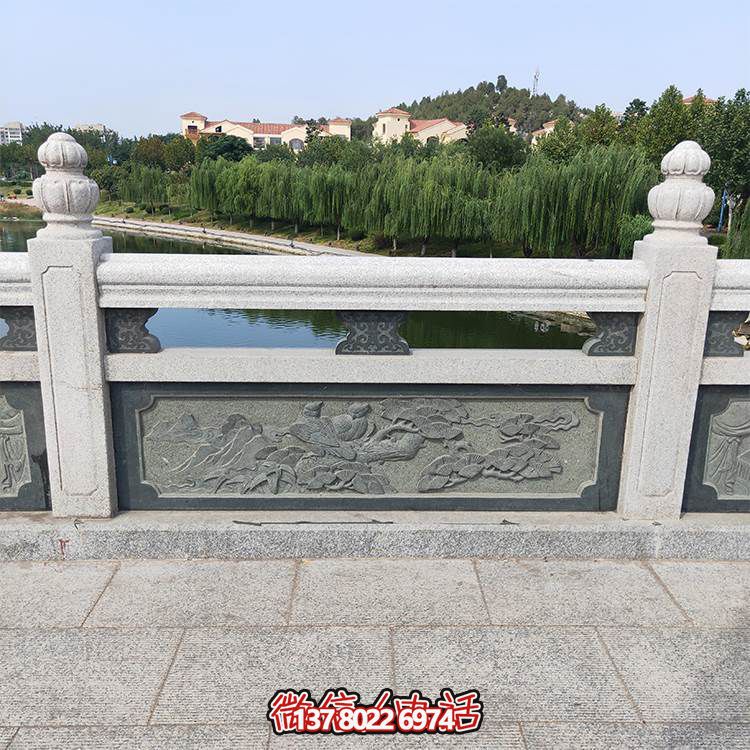 河道砂石石雕户外大型栏杆栏板博鱼平台