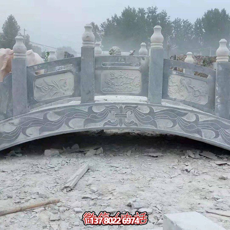 青石仿古雕刻石拱桥公园户外装饰景观博鱼平台