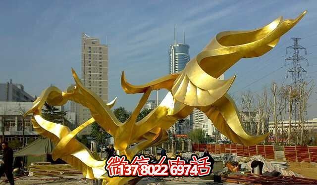 城市标志不锈钢大雁镀金博鱼平台
