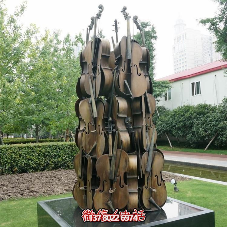 创意玻璃钢仿真大提琴园林景观博鱼平台
