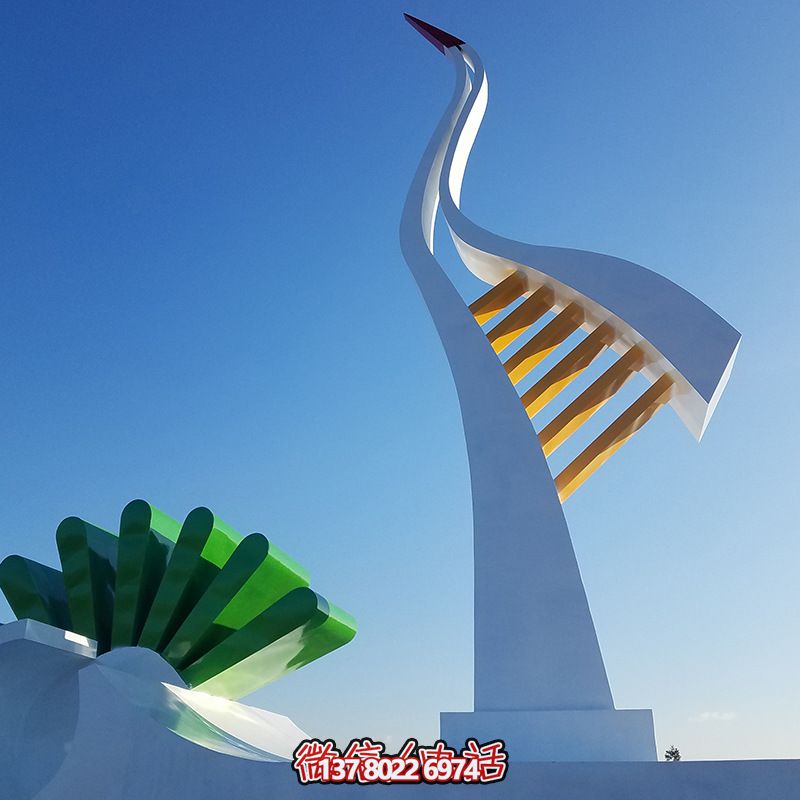 不锈钢抽象户外景观仙鹤博鱼平台 不锈钢抽象户外景观仙鹤博鱼平台
