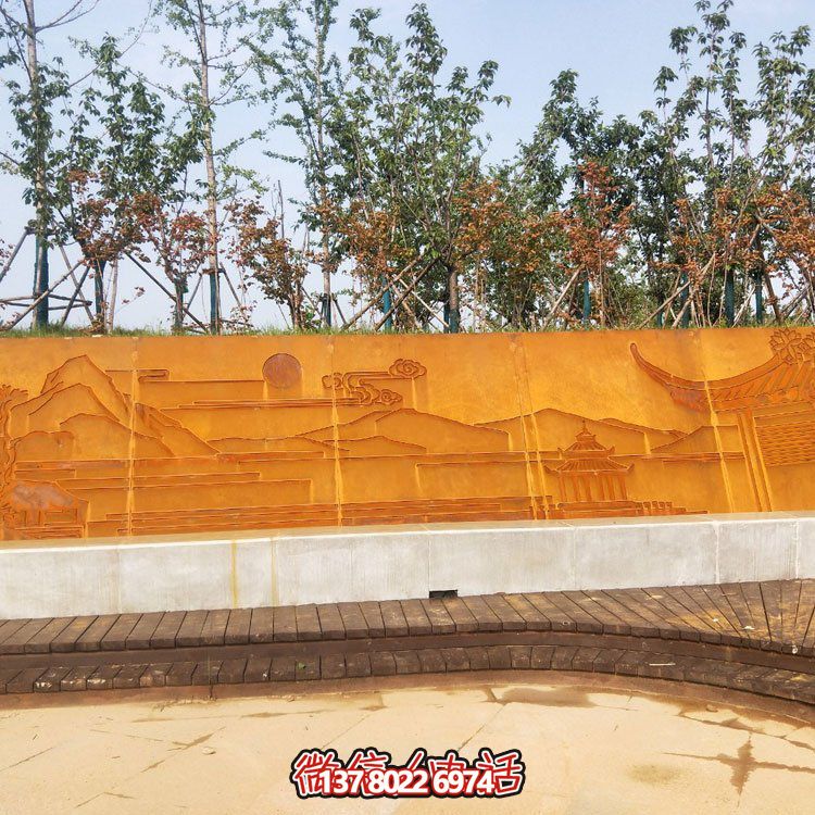 户外景区大型不锈钢浮雕影壁博鱼平台
